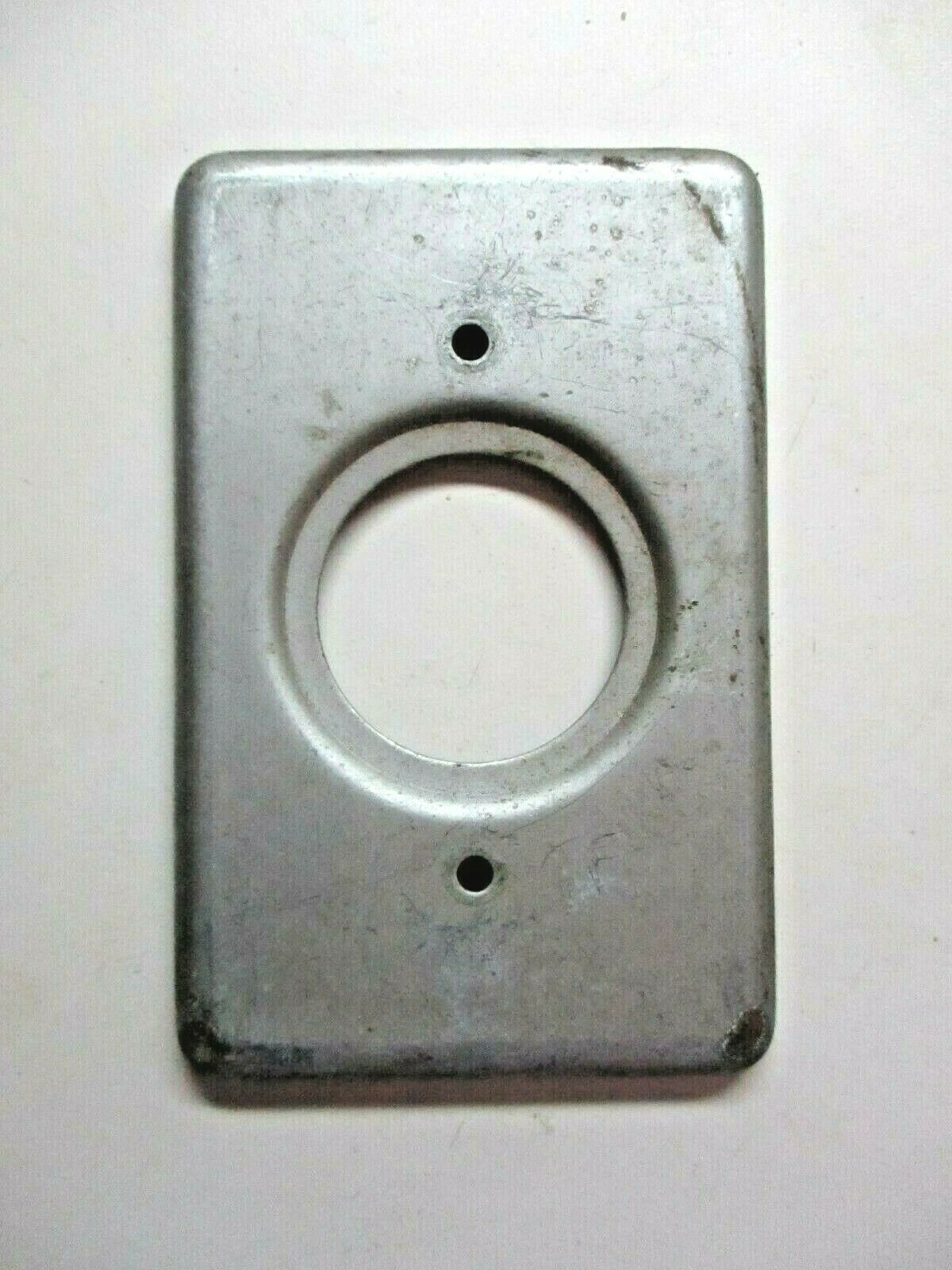 Steel 1930s Industrial Steampunk Basement Mono Outlet Wall Box Cover Plate Vtg