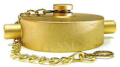 2-1/2" Cap And Chain Nst - Brass Plated Cast Aluminum For Fire Hose Or Hydrants