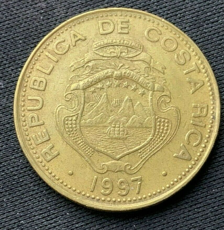 1997 Costa Rica  50 Colones Coin Xf +    World Coin Brass     #k1492
