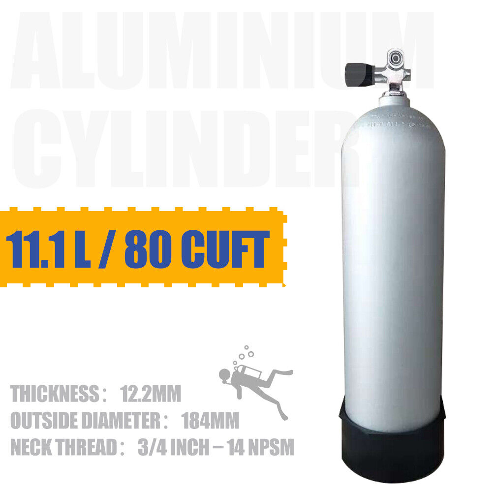 11 L 80cf Scuba Aluminum Cylinder Bottle Tank W/ Pro K-valve 3000 Psi Silver Us