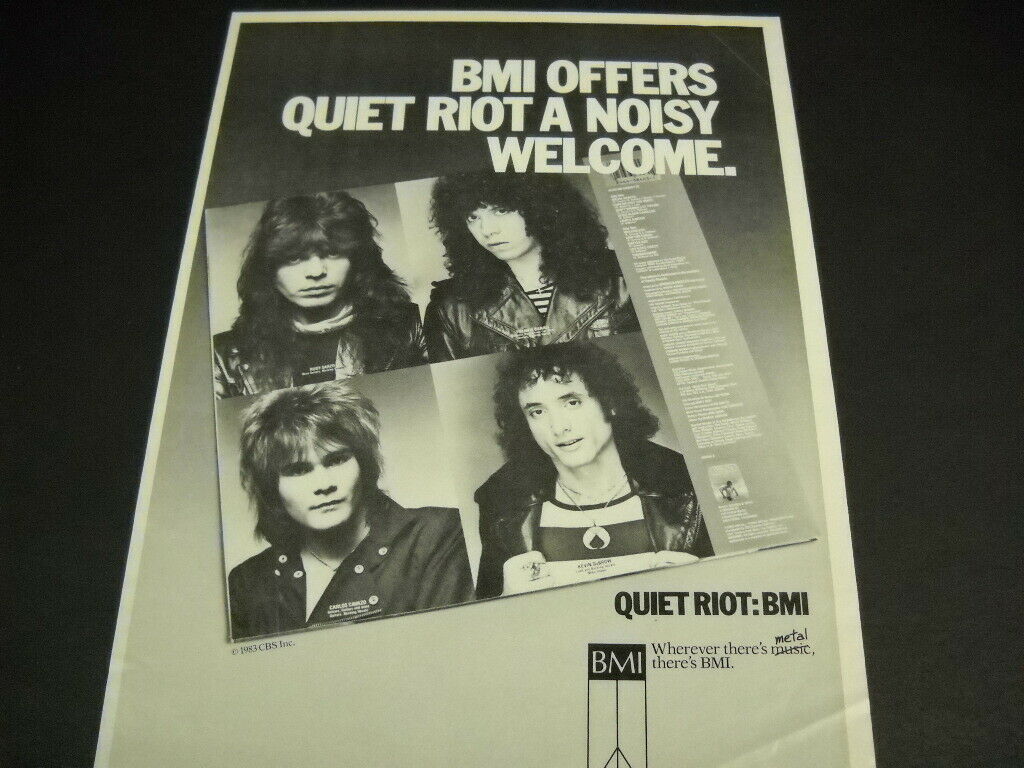 Quiet Riot 1983 Promo Poster Ad Bmi Offers Quiet Riot A Noisy Welcome