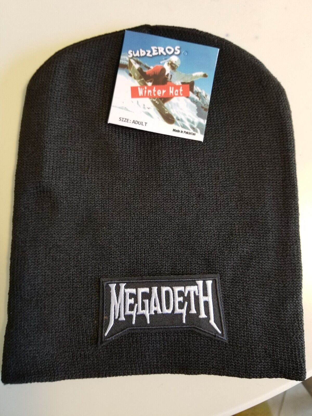 Megadeth  Logo  Black Beanie Hat B/white Bat Logo New Never Used #2