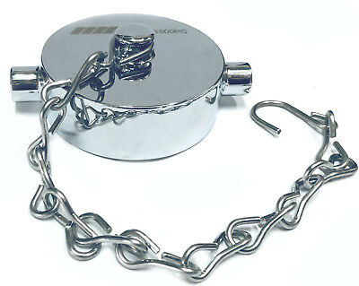1-1/2" Nst Nh Fire Hose Hydrant Cap Polished Chrome On Brass & Stainless Chain