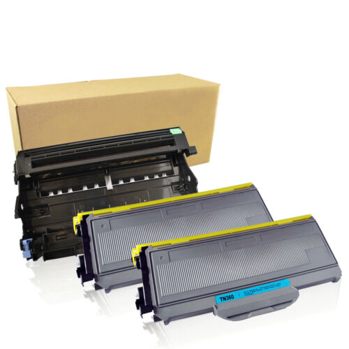 2 Tn360 Toner Cartridge+dr360 Drum For Brother Hl-2140 2170w Mfc-7340 Mfc-7840w
