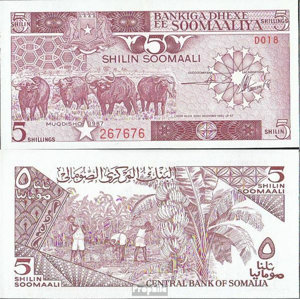 Somalia Pick-number: 31c Unused 1987 5 Shilling Büffel