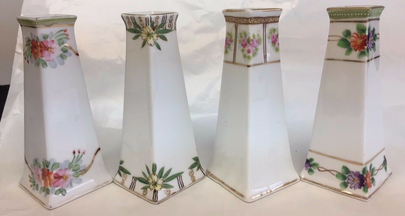 Set Of 4 Nippon Hand Painted Hat Pin Holders