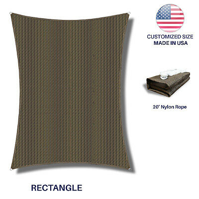 Custom Size Brown Rectangle Sun Shade Sail Fabric Awning Cover Canopy 5-24 Feet