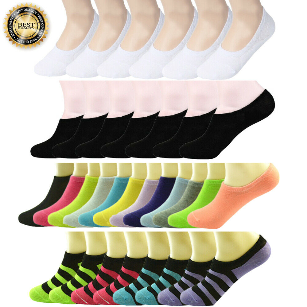 3-12 Pairs Womens Ankle Boat Liner Invisible No Show Low Cut Solid Cotton Socks