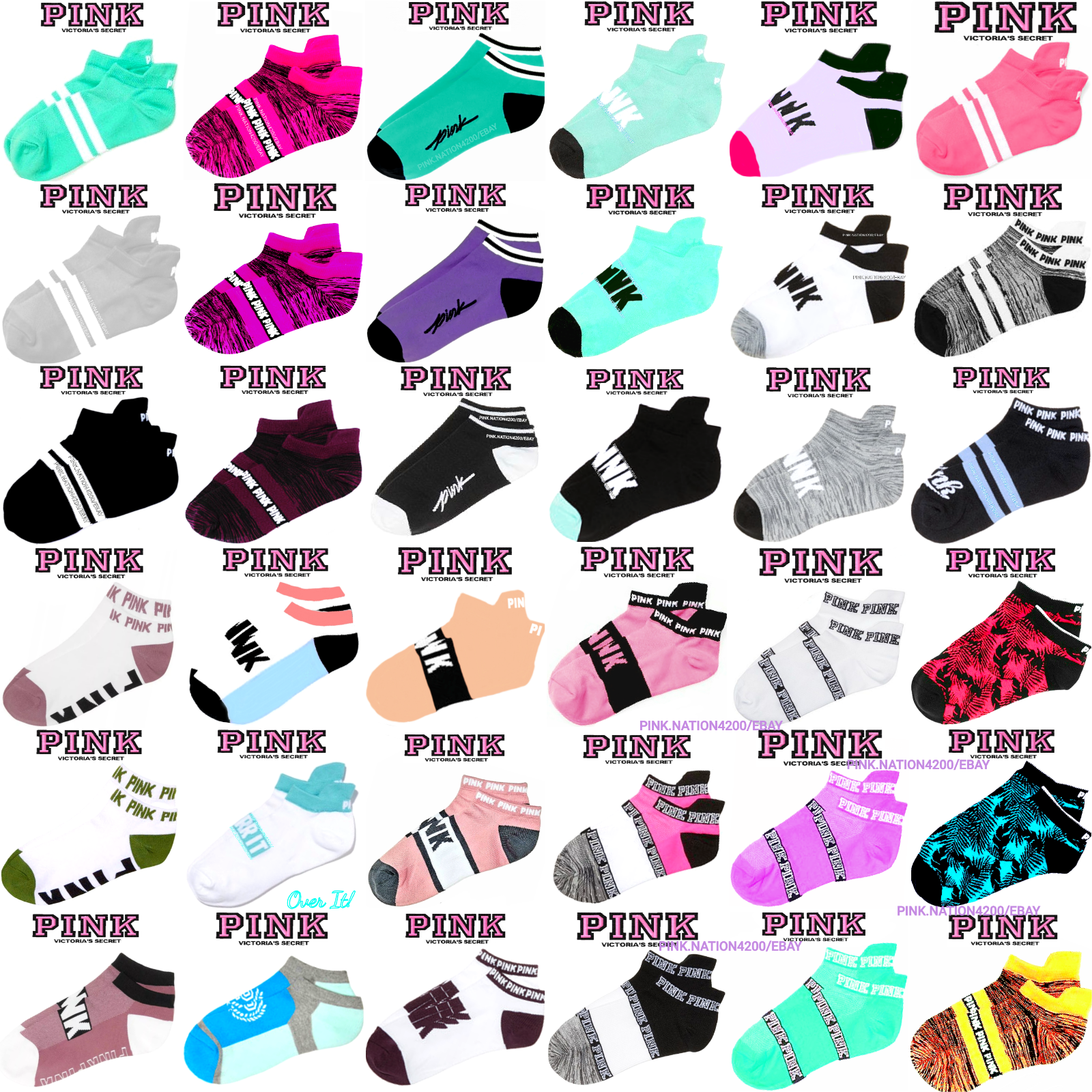 Victoria's Secret Pink Ultimate No Show Ankle Socks *1 + Bonus! New Prints $14