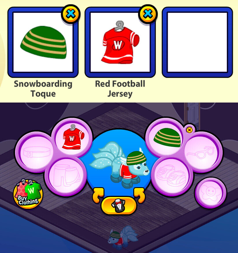 Retired 2009 Webkinz 2-pc Clothing Lot: Snowboarding Toque & Red Football Jersey