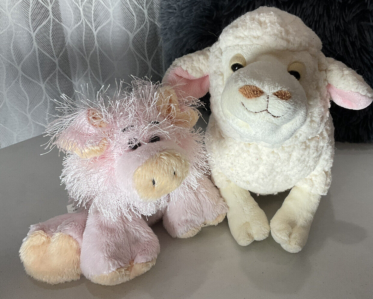 Ganz Webkinz Lot 2 Fleecy Sheep Hm435 & Pig Hm002 Plush Stuffed Animals No Codes