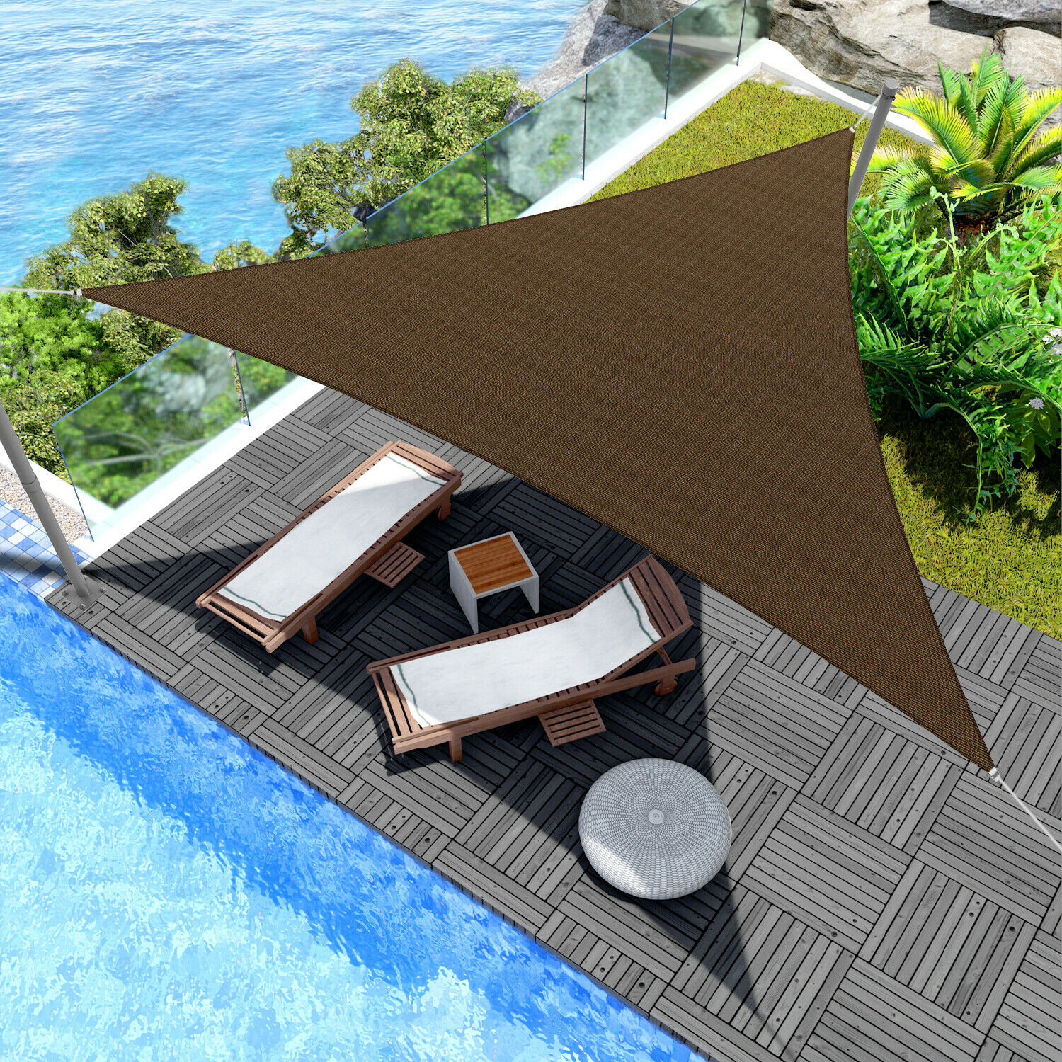 8'x8'x8' Triangle Sun Shade Sail Fabric Garden Outdoor Canopy Patio Pool Cover