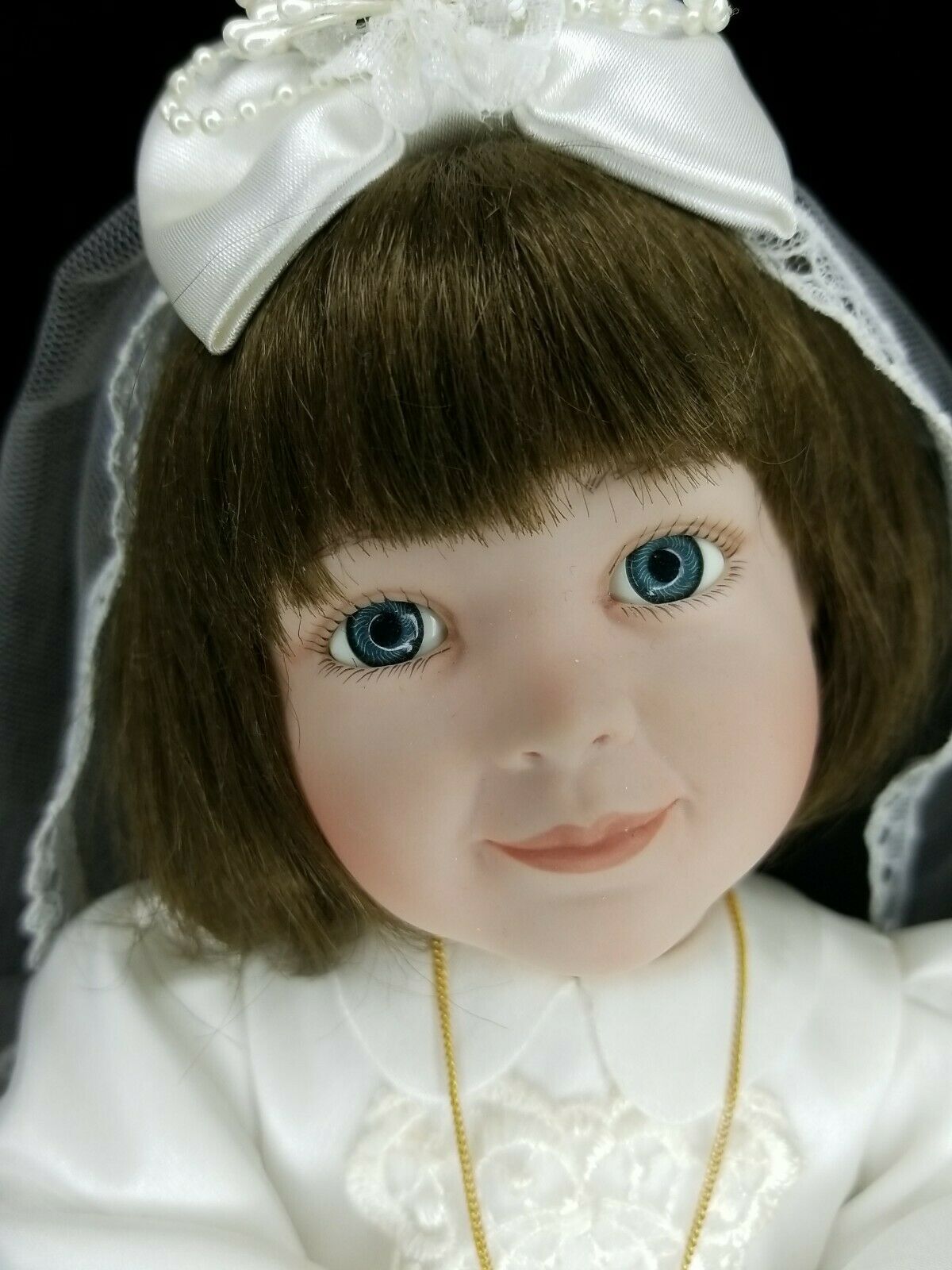 First Communion Doll - Brunette 14" Ashton Drake - Stand Included!