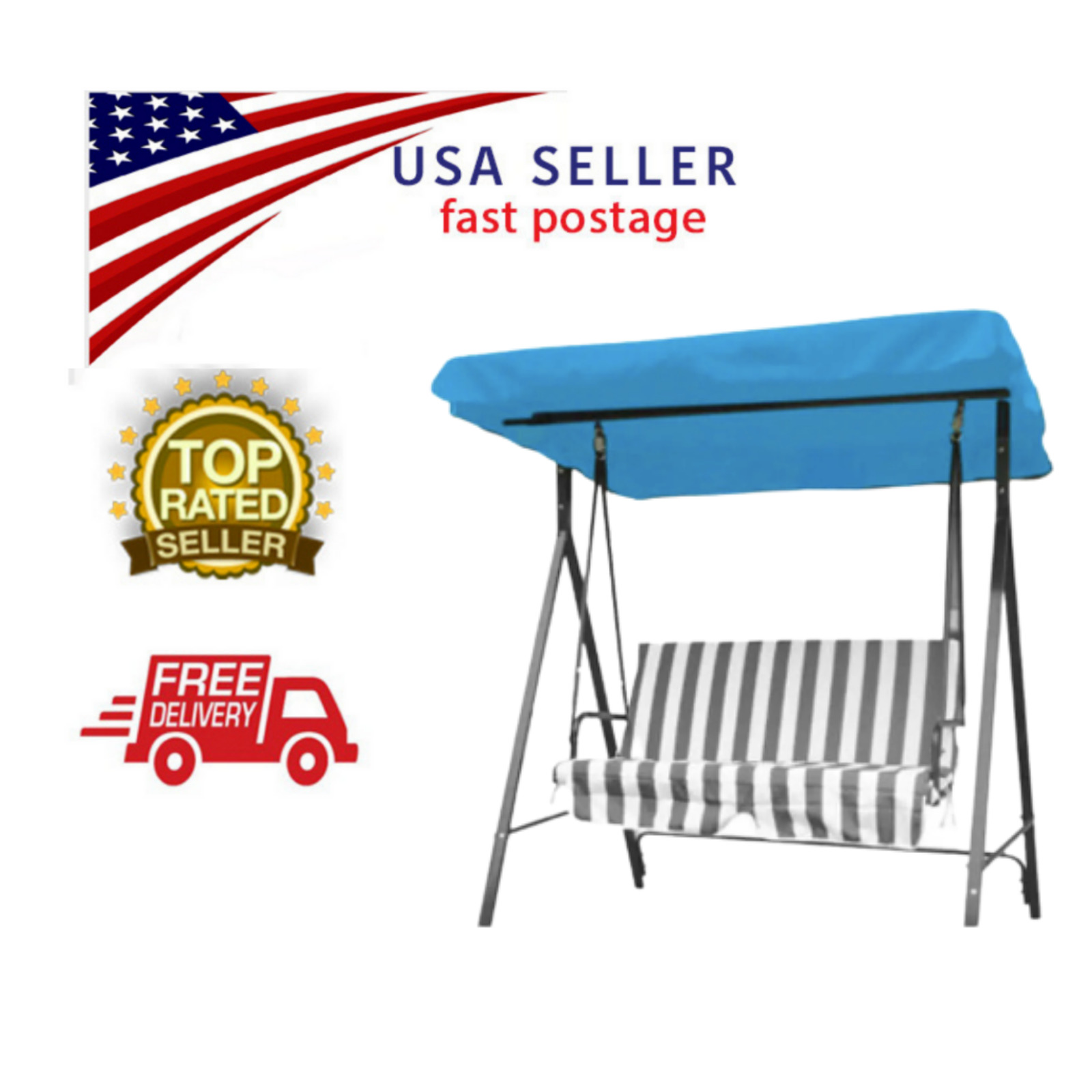 2 Seaters Swing Chair Garden Hammock Anti-uv Replacement Canopy Spare Cover