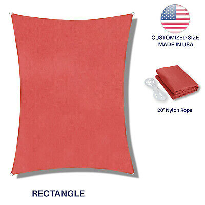 5' To 24' Custom Size Red Rectangle Sun Shade Sail Fabric Awning Cover Canopy