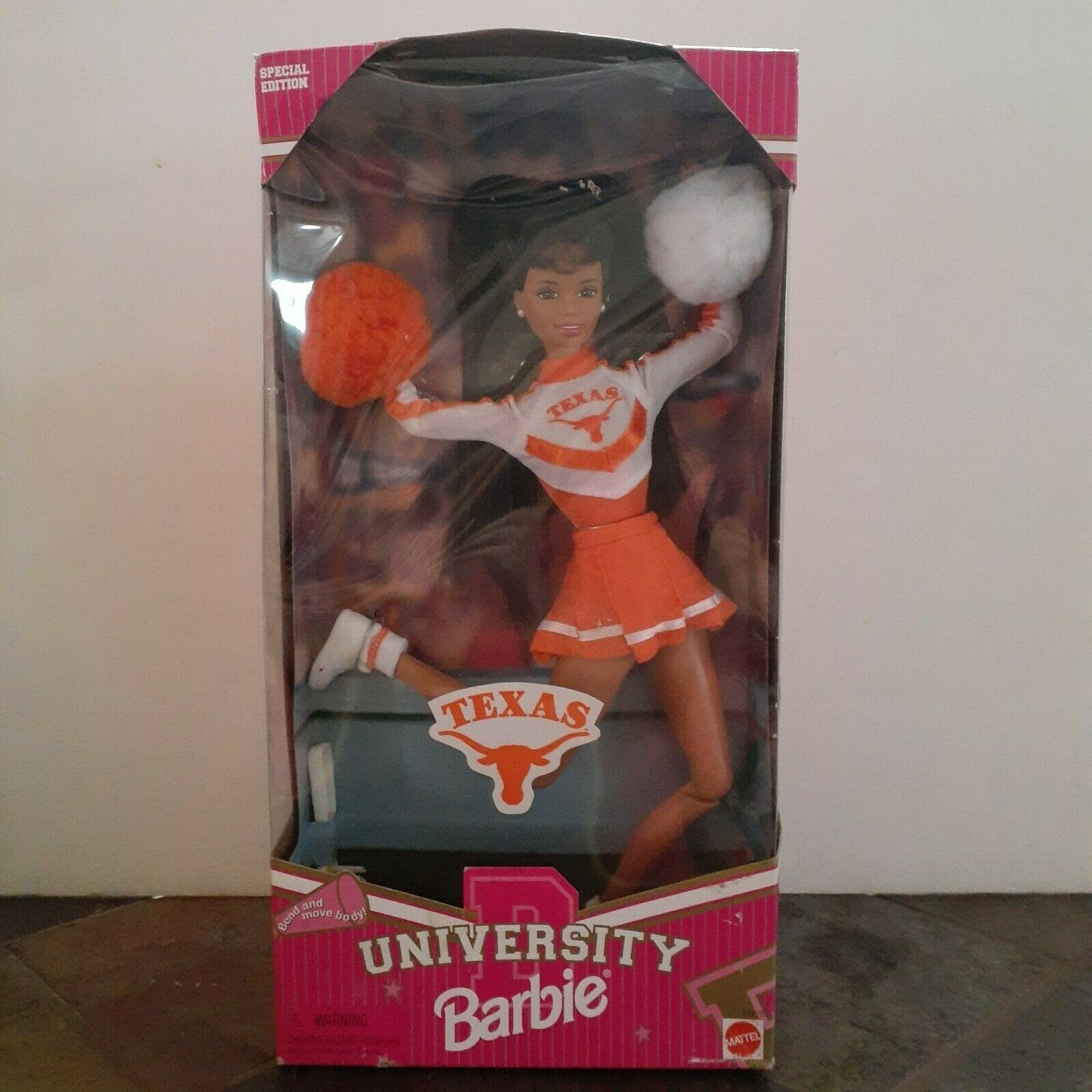 1996 Mattel Barbie University Of Texas Cheerleader Doll African American/latina
