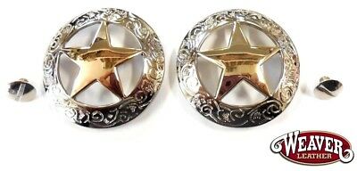 2 Pack Texas Star 18k Gold Plated Conchos 2" Screw Back Weaver New Free Shipping