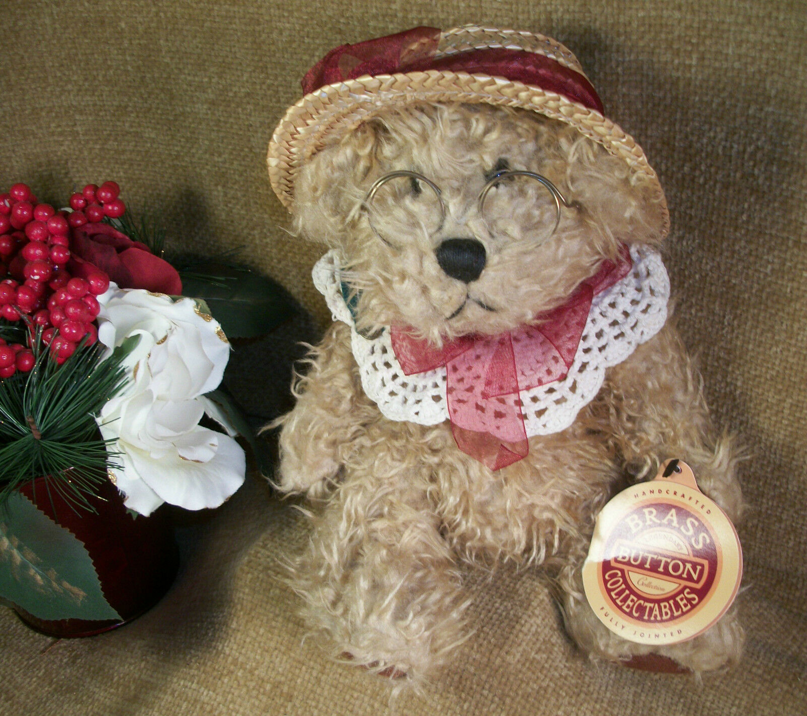 Brass Button Bear Rosie By Pickford Tan Plush Fancy Vintage Stuffed Animal