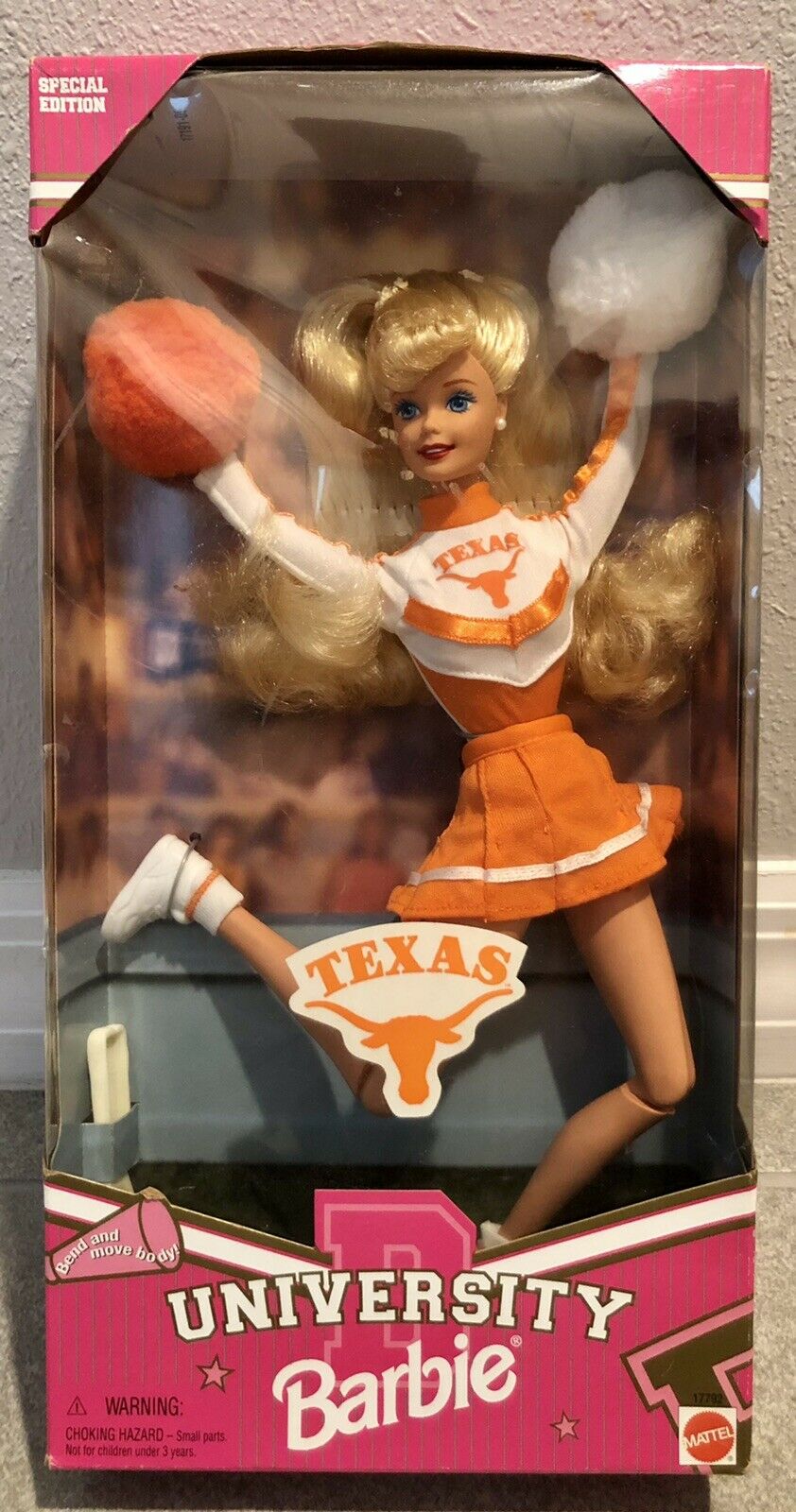 University Of Texas Longhorns Cheerleader 1996 Barbie Doll, Nib, Hook’em