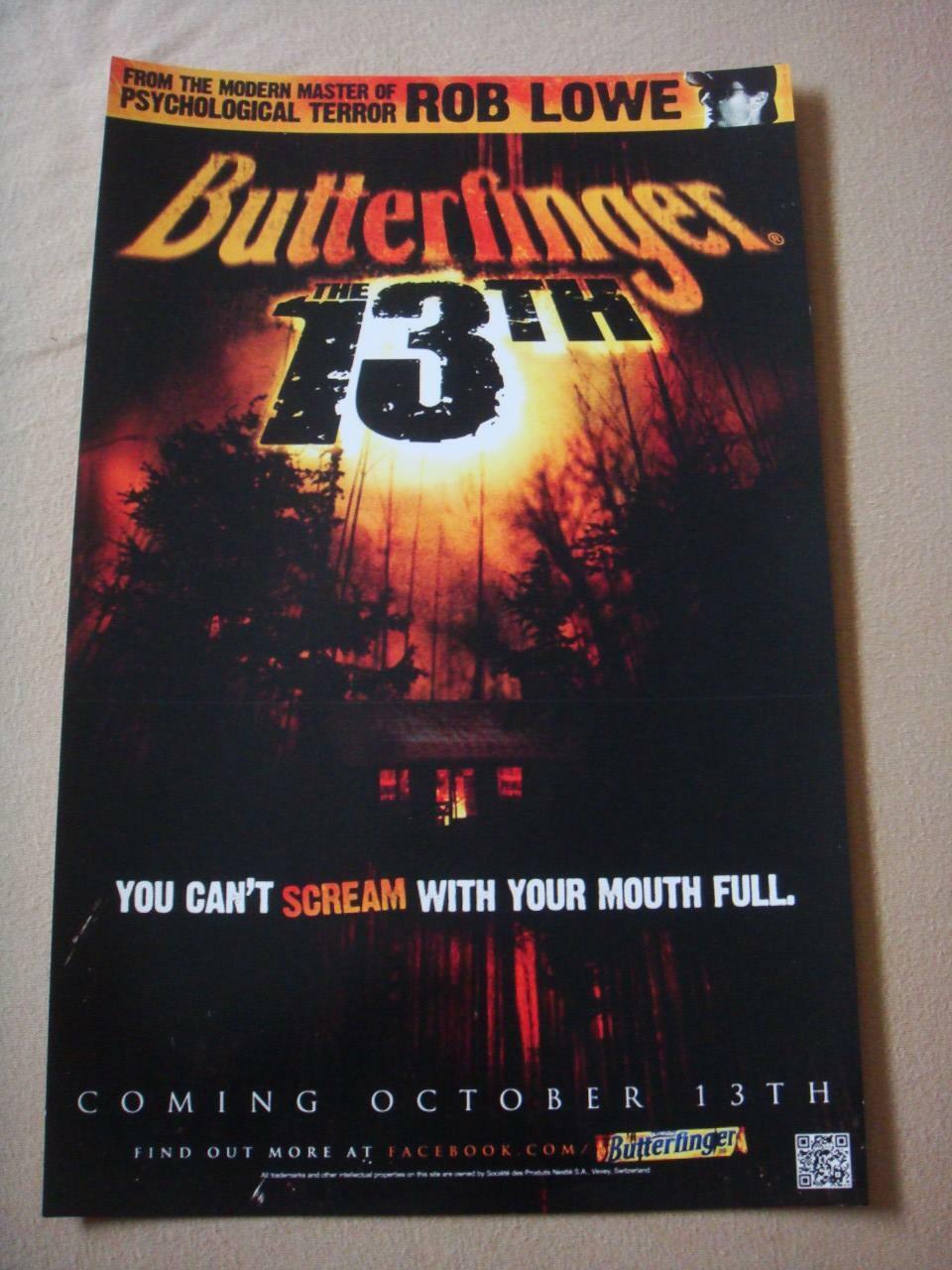 Butterfinger The 13th 9x15 Original Promo Tv Movie Poster Mint Sdcc 2011 Lowe