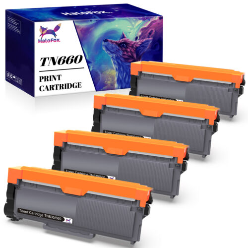 4x Black Toner Cartridge High Yield For Brother Tn660 Tn630 Dcp-l2540dw Printer