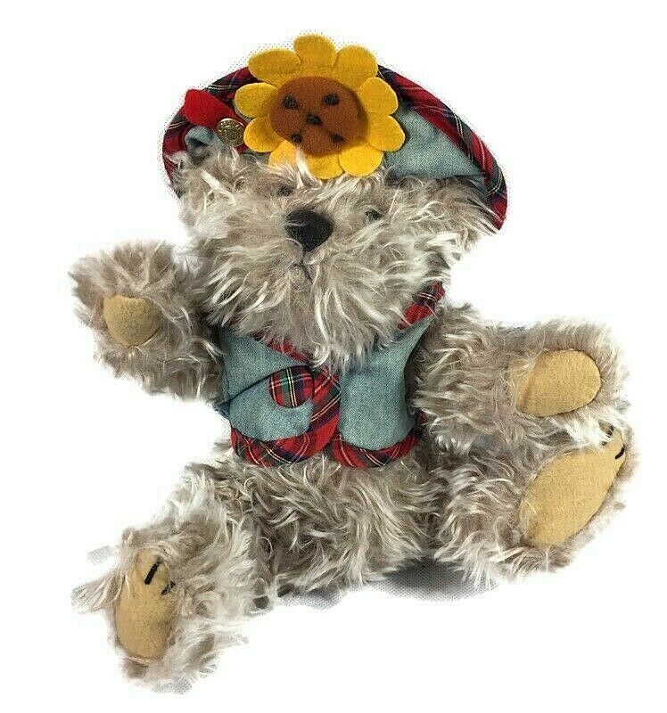 Brass Button Fully Jointed Collectible Bear Plush Animal 1996 Blossom