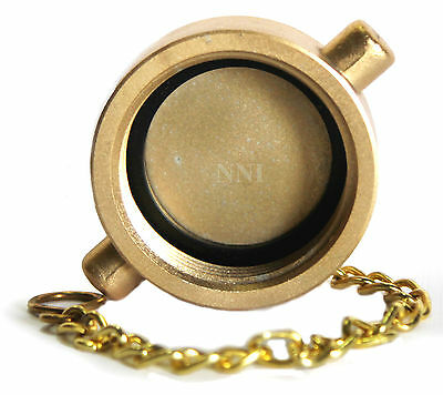 1-1/2" Nst Cap And Chain Brass Plated Cast Aluminum For Fire Hose, Hydrants -nni