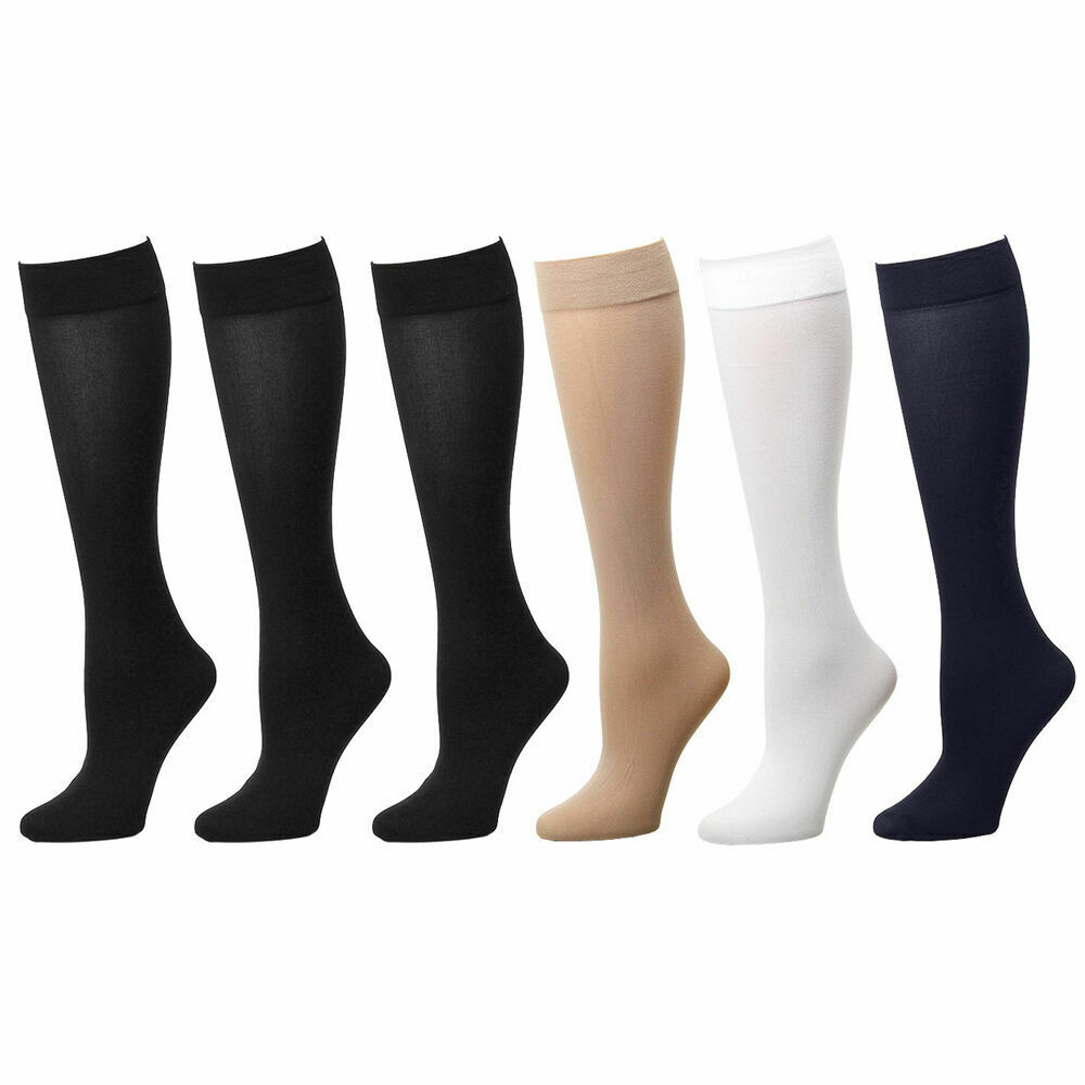 6-pack Women Trouser Socks Stretchy Spandex Opaque Knee High Comfort Band
