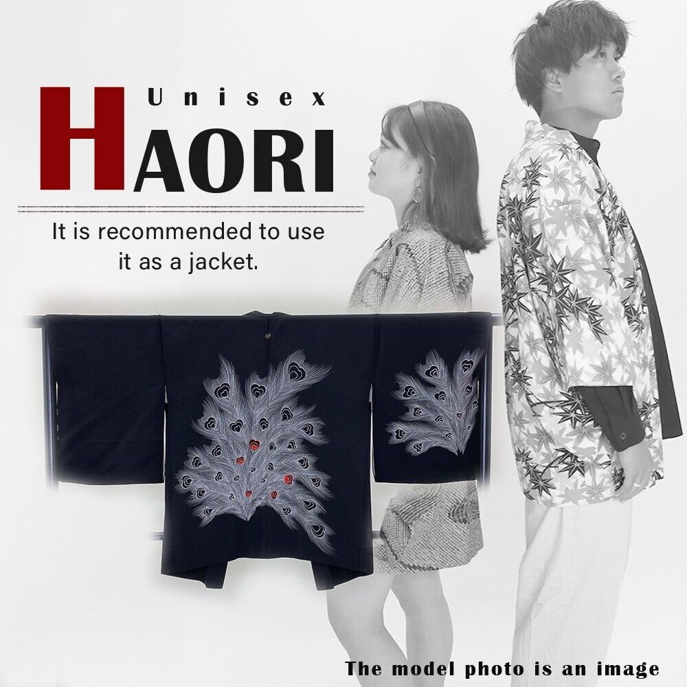 Vintage Japanese Haori Kimono Antique Silk For Women Man From Japan G-292
