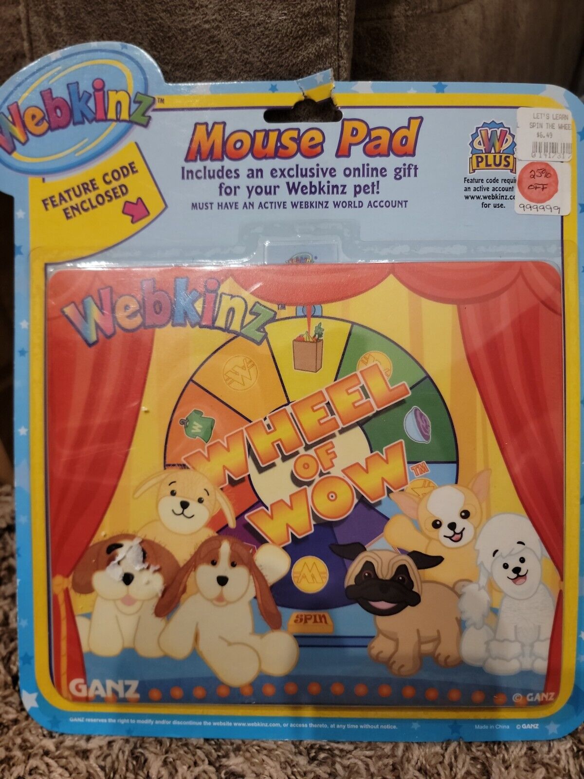 Webkinz Wheel Of Wow Mouse Pad With Code Unopened, New