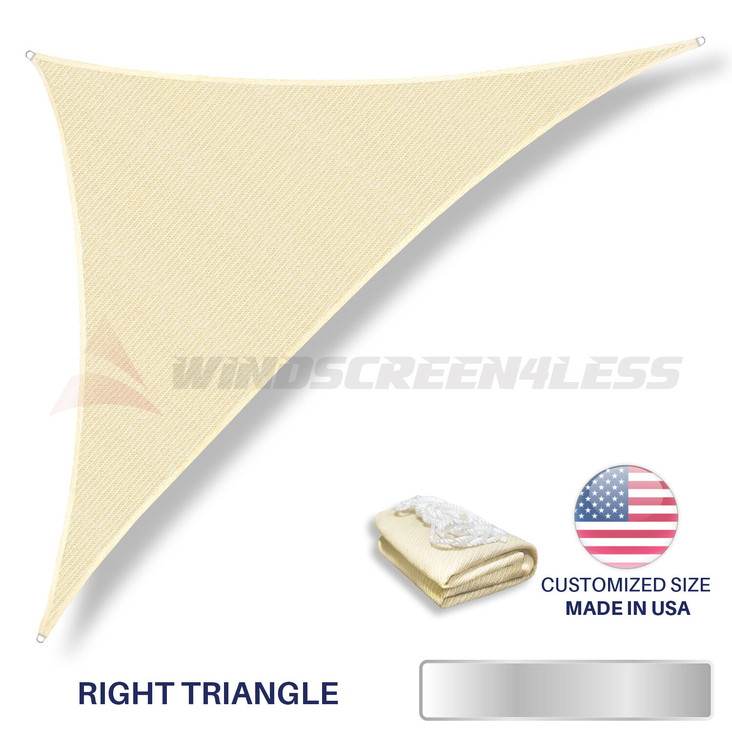 Right Triangle Sun Shade Sail Uv Top Cover Patio Pool Awning Canopy Beige / Blue